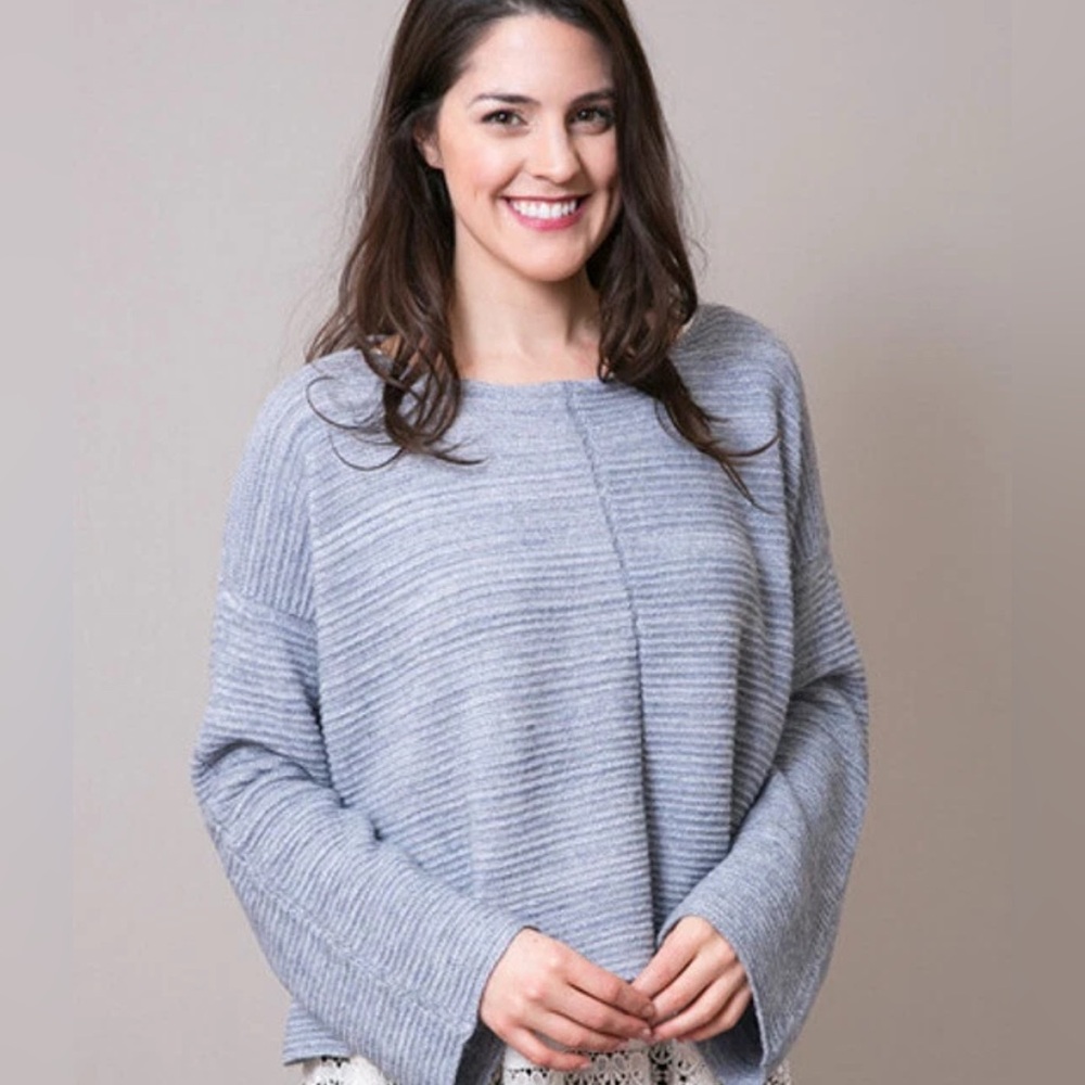 Free People‎ Ever Cozy Pullover Gray Sweater Relaxed Fit Size Medium